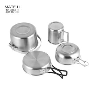Ensemble de casseroles en acier inoxydable de qualité alimentaire 304 pour la cuisine en plein air, l'escalade et le <span class=keywords><strong>camping</strong></span>, comprenant une poêle antiadhésive, une casserole, un bol et une tasse - Product Image 4