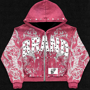 Full <b>Zip</b> Casual Fashion Men Hoodies Men's Loose Fit Graphic Print Hoodie with Zipper Urban Streetwear Fashion Men Hoodies - Product Image 3