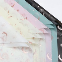 Papier d'emballage floral imprimé feuille de Lune, style rêveur, imperméable, pour bouquets, matériel d'emballage cadeau pour fleuristes, vente en gros