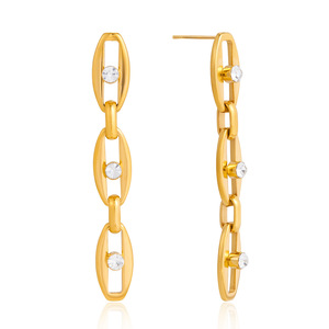 Geometric Crystal <b>Stud</b> Earrings <b>Titanium</b> Steel Bezel Setting Everyday Wear - Product Image 5