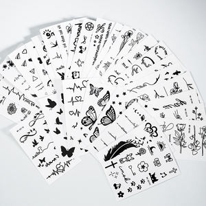 สติกเกอร์รอย<span class=keywords><strong>สัก</strong></span>รูปผีเสื้อดอกไม้สีดำ30ชิ้น/เซ็ตสติกเกอร์รอย<span class=keywords><strong>สัก</strong></span>ปลอมแบบชั่วคราวกันน้ำ - Product Image 3