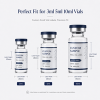 Etiquetas Personalizadas para Viales de Péptidos, Pegatinas Impermeables de PET para Botellas Pequeñas de Vidrio de 3ml, 5ml y 10ml, Rollo de Hojas, Servicio de Impresión OEM