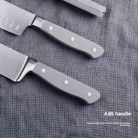 Set Pisau Dapur & Gunting 12 Buah Single-Tang 3Cr13 Stainless Steel dengan Blok Pisau & Pegangan ABS untuk Hotel dan Koki