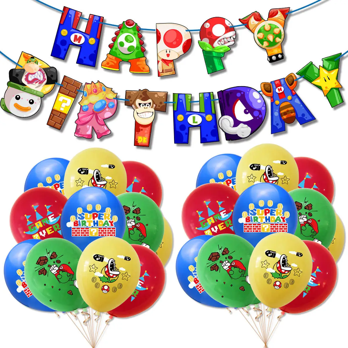 Nuovo tema del gioco Super Mario forniture per feste di compleanno per bambini bandiera bandiera palloncino torta decorazione palloncino palloncino in lattice Set di palloncini