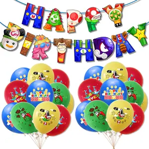 Новый супер Марио игровой тематический детский день рождения товары баннер воздушный шар с флажком для украшения торта набор латексных шаров