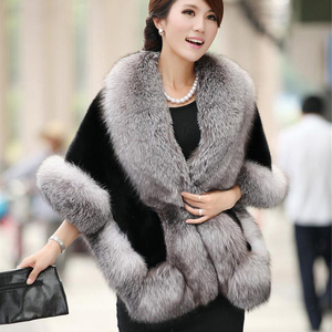 Hot Sale New Fashion Winter Warm Ladies Luxury Customized Cape Shawl Women Faux Fox <strong>Mink</strong> Fur <strong>Poncho</strong> - Product Image 2