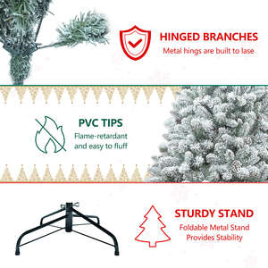 7ft Large Artificial Christmas <b>Tree</b> with <b>Led</b> Pine Cones Lifelike Full Branches Metal Stand Big Snowy Xmas <b>Tree</b> for Holiday Decor - Product Image 6