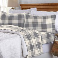 Dernière conception de draps de lit en polaire brossée à motifs écossais gris et bleu pour la maison