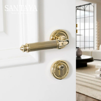 Poignée de porte Santaya en laiton plaqué or PVD, ensemble de serrure de porte intérieure traditionnelle pour chambre à coucher, fonctionnement silencieux et installation facile