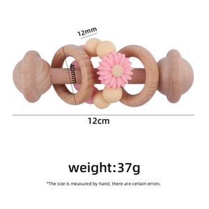 Mordedor de Madera de Haya Orgánica Creativo para Bebés, Fácil de Agarrar, Sonajero con Cuentas de Silicona, Palo Molar Sensorial, Regalo para la Dentición - Product Image 6