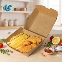 Scatola per Hamburger in Carta Kraft con Rivestimento Interno Resistente al Grasso per Asporto, Personalizzabile con Logo