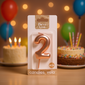 Party <b>Love</b> <b>Candles</b> Number 2 Rose Gold 6cm Birthday <b>Candle</b> - Product Image 2