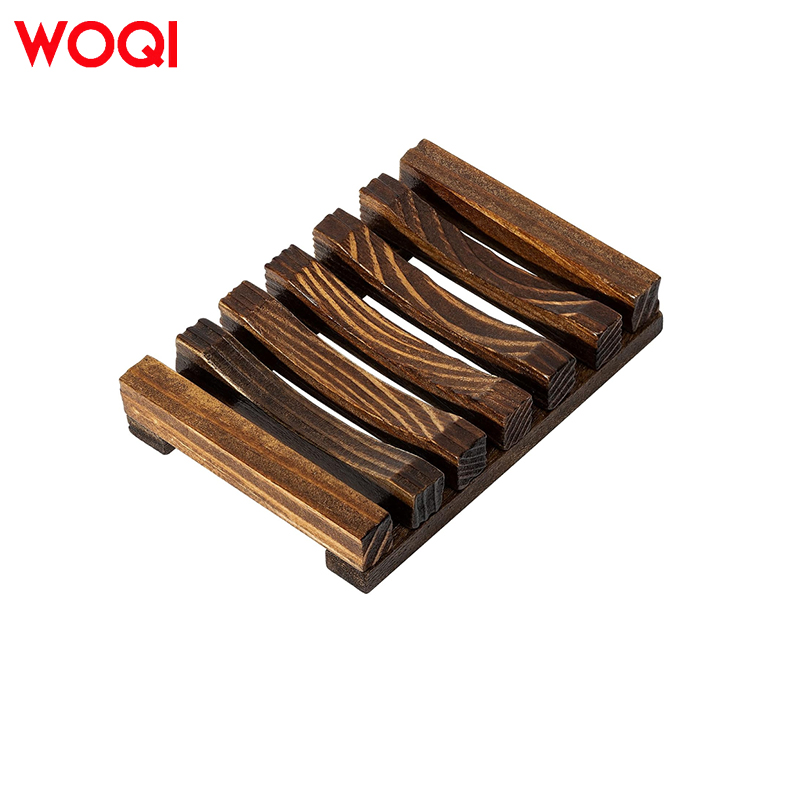 WOQI Customized Self-Draining Wooden Soap Dish Tray Rustic Wholesale Bath & Toilet Supplies for Bathroom & Shower