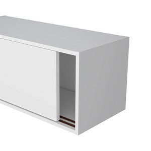 White <b>Floating</b> Cabinet With Sliding Door <b>Wall</b> Storage <b>Shelf</b> For Home Office Use - Product Image 5