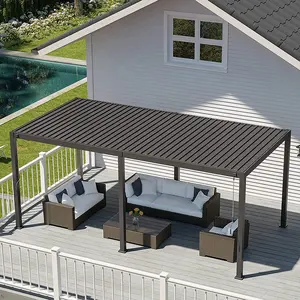 Toit double couche d'aluminium pour l'extérieur Pergola à persiennes imperméable de 10x20 pieds à résistance aux UV pour le jardin