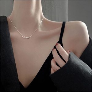 Geometric Line Necklace For Women Minimalist Clavicle Chain Platinum Color 2021 New Arrival - Product Image 5