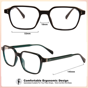 Thời trang cổ điển vuông Unisex kính theo toa Khung kính quang học handmade Acetate Trọng lượng nhẹ Chất lượng cao rõ ràng ống kính - Product Image 2