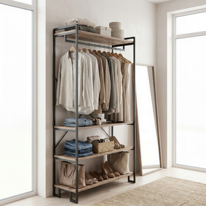 open closet garment rack clothes rack with shelves industrial garment rack metal <b>frame</b> wardrobe freestanding clothes rack c - Product Image 1
