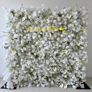 O-FW708 Parete di <span class=keywords><strong>Fiori</strong></span> di Rose Bianche all'Ingrosso, Sfondo per Feste e Matrimoni, <span class=keywords><strong>Tenda</strong></span> di <span class=keywords><strong>Fiori</strong></span> Artificiali 5D 8x8 Piedi - Product Image 4