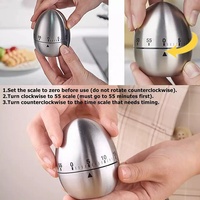 Timer Dapur Digital Mekanik Stainless Steel Mini Lucu Bentuk Telur Apel, Alarm Putar 60 Menit, untuk Teh, Belajar, Memasak