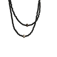 Collier élégant en perles d'abaque pour femmes, chaîne polyvalente en perles de verre noir pour clavicule