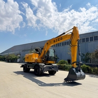 SJ-150 Excavatrice sur pneus 14t avec lame de bulldozer, moteur et engrenages, forte puissance de creusement, machine de construction mobile polyvalente pour l'urbanisme