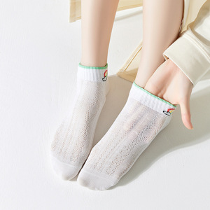 Women's Ankle <b>Socks</b> White Cotton <b>Breathable</b> Sweat Absorbing Casual Spring Summer Style - Product Image 5