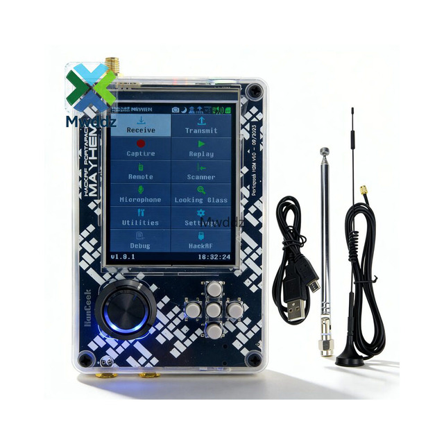 HackRF One R9 V2.0.0 SDR Radio Receiver + PortaPack H2M 3.2" LCD + Shell Assembled + 2 Antennas + USB Cable