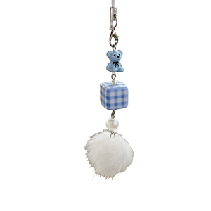 <span class=keywords><strong>Porte</strong></span>-clés Ours <span class=keywords><strong>Bleu</strong></span> Style Sel Marin avec Nœud et <span class=keywords><strong>Pompon</strong></span> Blanc pour Filles Mignonnes – Accessoire de Mode Quotidien - Product Image 1