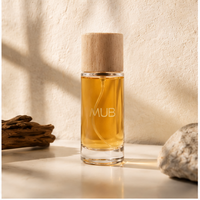 Flacon de parfum vide rond transparent de luxe personnalisé 50 ml avec pulvérisateur à pompe, sérigraphie et bouchon en bois pour diffuseur à bâtonnets – Meilleures ventes