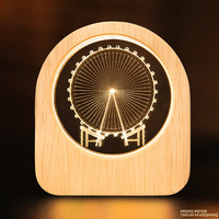 Lampe de nuit 3D Love sculptée boule de cristal Mini lampe LED Base lumineuse en bois Technique polie Ornements de bureau pour Noël