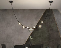 Lampe suspendue en cuir post-moderne pour salon, design créatif et simple, avec LED, pour décoration intérieure
