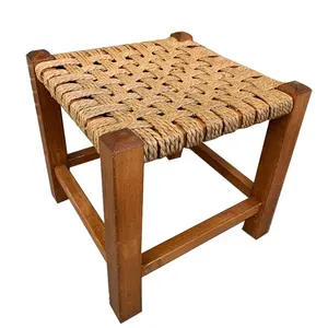 Personalizado Atacado Vintage Rattan Weave Foot Stool