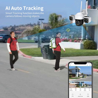 Caméras de sécurité 360 degrés à 3 objectifs et 3 écrans, vision nocturne couleur, pour la sécurité extérieure, compatibles OEM/ODM