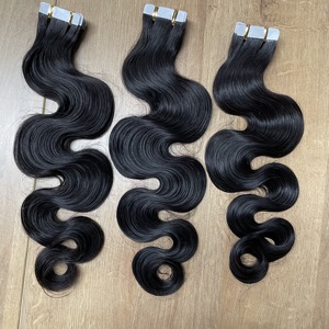 Extensions de cheveux à bandes adhésives 100% cheveux humains vierges, cuticules alignées, invisibles, ondulées lâches, lisses crépus, bouclées birmanes, 50 grammes, 20 pièces - Product Image 3