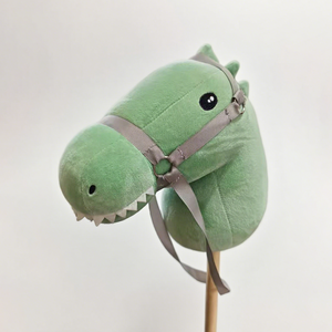Cheval en bois personnalisable, jouet dinosaure vert, cheval à bascule pour enfants, pour des jeux de déguisement amusants - Product Image 3