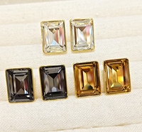 Boucles d'oreilles fines pour femmes, vintage, en cuivre plaqué or 18 carats, géométriques, avec strass et cristaux, bijoux de fête, cadeau
