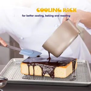 Baking Pan Tray Sheet Set 6 Feet Multifunction Rectangular Bake Cookie Bread Cake Stainless Steel Bakery Cooling Rack