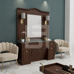Chaise de pédicure commerciale moderne de luxe en bois véritable, réglable, élégante et durable, avec miroir de salon pour salon de coiffure et atelier - Product Image 2