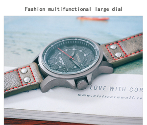 Boîtier de montre en alliage ultra fin personnalisé avec logo 45 mm, montre minimaliste pour homme avec bracelet en cuir noir - Product Image 2