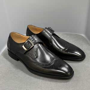 High-quality Summer Handmade Men's Formal Oxford <b>Shoes</b> Engraved Buckle Strap Waterproof Breathable <b>Height</b> <b>Increasing</b> - Product Image 5