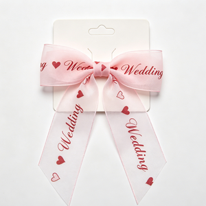 Ruban transparent imprimé de haute qualité en forme de cœur, nœud pré-noué de 7 pouces, décoration de mariage pour boîte cadeau de la Saint-Valentin - Product Image 6