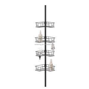 WIREKING Scaffale Angolare per <span class=keywords><strong>Doccia</strong></span> a 4 Livelli, Regolabile da 43-114 Pollici, con Cestini Portaoggetti, <span class=keywords><strong>Portasapone</strong></span> e Ganci, Organizzatore per Bagno - Product Image 5