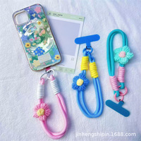 Cordon court pour téléphone portable, décorations florales, pendentif en corde tressée portable détachable, cordon à deux brins, robuste et durable