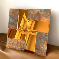 Ubin Mosaik Kaca Emas 300x300mm Persegi Tahan Air dengan Desain Model 3D