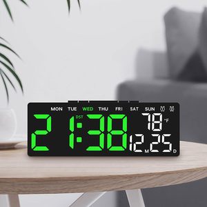 Large LED <b>Digital</b> Alarm <b>Clock</b> Sleep Smart Wall <b>Clock</b> Temperature Multifunction USB Charging Night Mode Mirror - Product Image 5