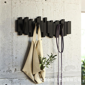 Wall Mounted Coat <b>Hooks</b> <b>Black</b> Rectangle Adjustable Storage Rack For Clothes Hat Entryway - Product Image 1