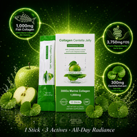 Bâtonnets de gelée de collagène pour le soutien de la peau, Centella Asiatica 1000mg, collagène de poisson, sans sucre ajouté, 0g de matières grasses, beauté quotidienne
