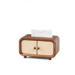 Boîte à mouchoirs en bois naturel faite à la main classique personnalisée Décoration de la maison écologique - Product Image 1
