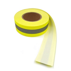 Bande de signalisation haute visibilité jaune fluo ignifuge en tissu à haute réflexion pour gilets et vestes de sécurité, type à coudre - Product Image 4